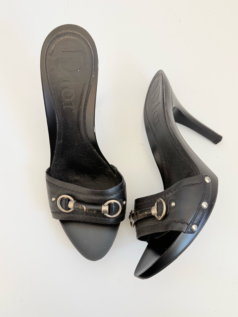 Vintage Christian Dior Galliano Gaucho Horsebit Studded Platform Mules 39